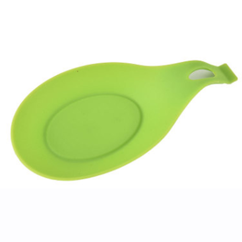 Mad silikone køkkenudstyr silikone ske pad høj temperatur resistente ske pad suppe ske pad ske holder værktøj ske hvile: Grøn