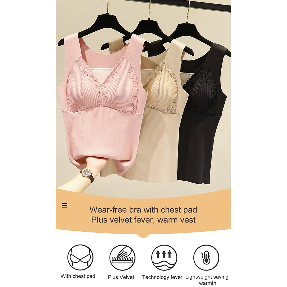 Frauen Winter warm Plus Samt Panzer oben sexy V-ausschnitt Spitze Ernte Spitzen Leibchen Dicke Weibliche oben Mit gepolstert Seide Patch caraco femme