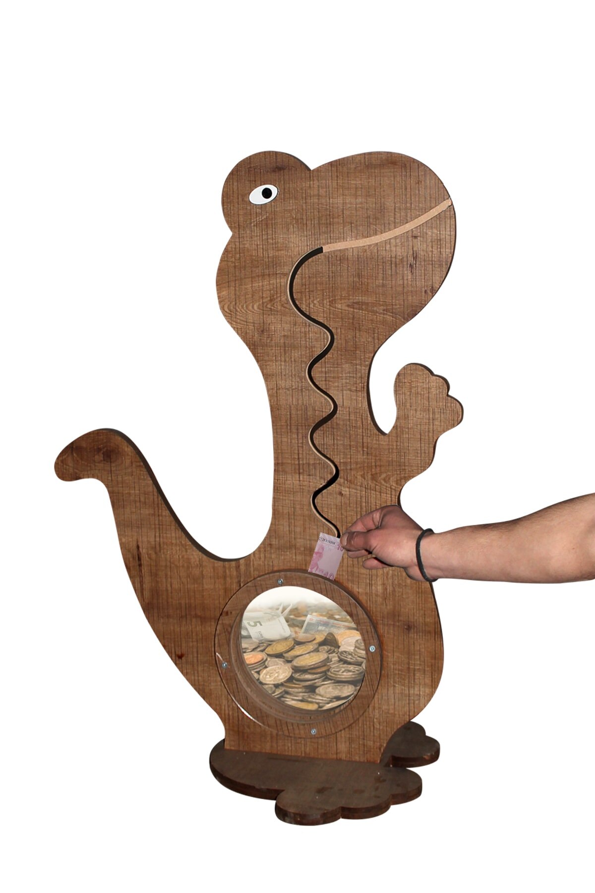 Wooden Dinosaur Paper and Coin Piggy Banks