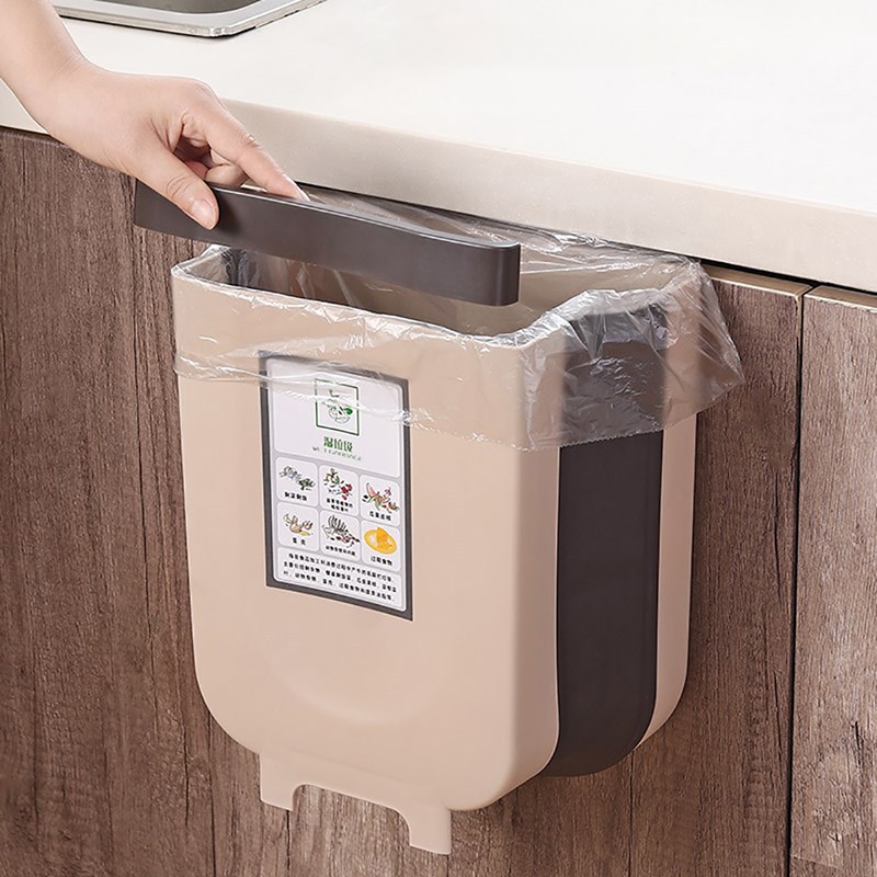 Foldbar skraldespand køkkenskab dør vægmonteret badeværelse toilet skrald opbevaring holdbar til badeværelse køkken bil stue