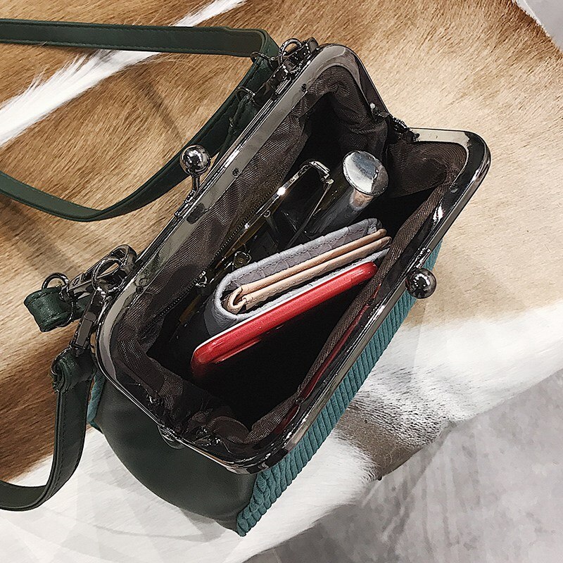 Kleine clutch handtassen gestreepte corduroy dames messenger bags merk retro schelp handtas kleine schoudertas  kl527