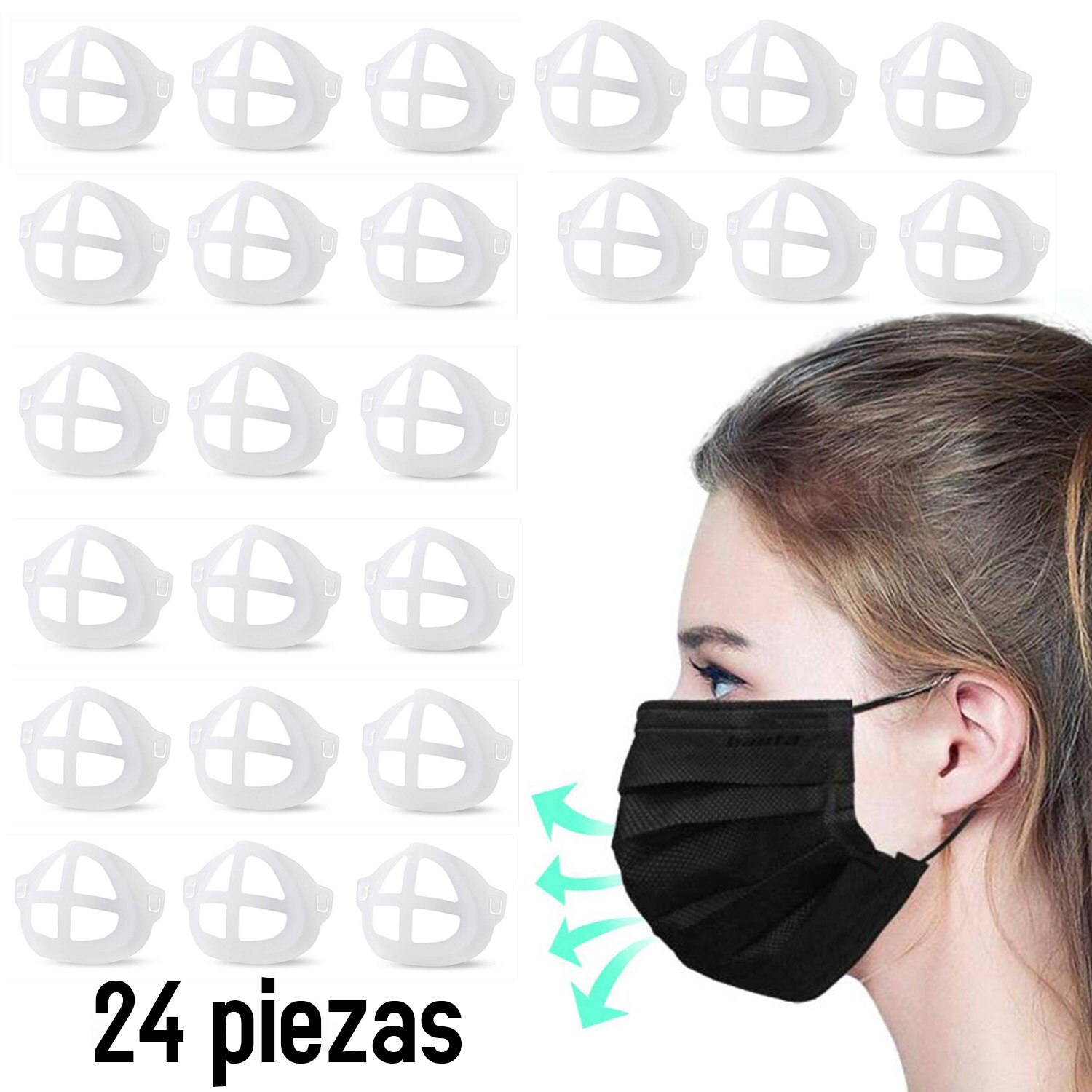 Fureinstore Pack Soporte para Mascarilla Mejor Respiración y Sujetador para Mascarillas Marco de Soporte Interno para Máscara: 24 Piezas