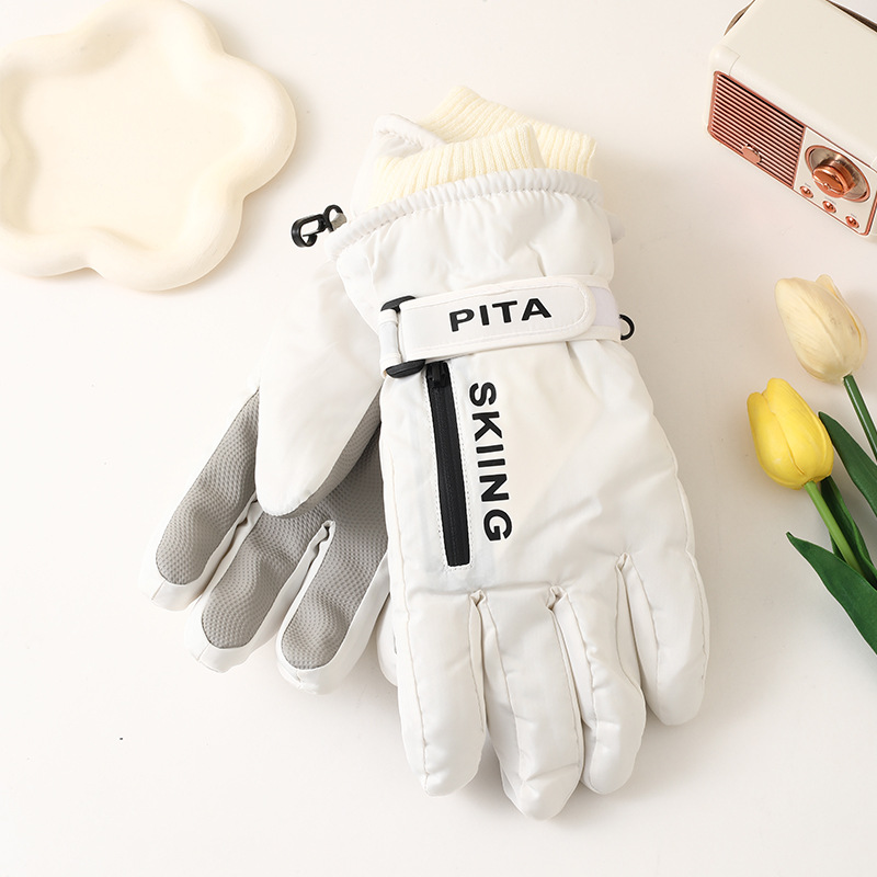 Guantes deportivos de invierno, guantes de esquí táctiles antideslizantes, bolsillo impermeable, accesorios de Snowboard, guantes cálidos para hombres y mujeres, mitones: Negro