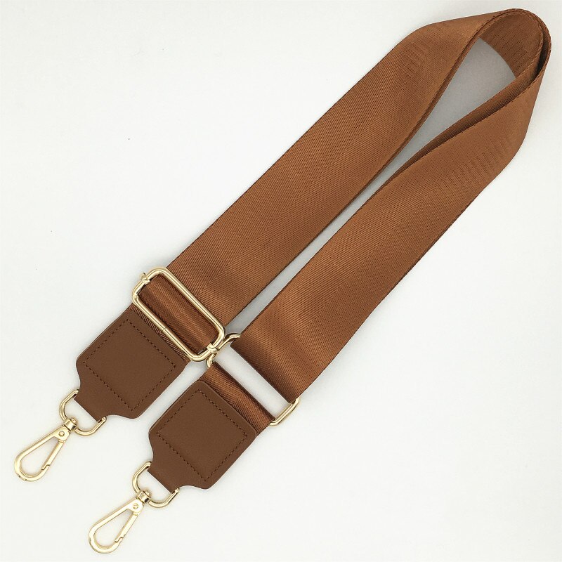 Wide 5.0cm women bag strap accessories diagonal across versatile bag strap shoulder cross-body solid color backpack band strap: brown-gold metal