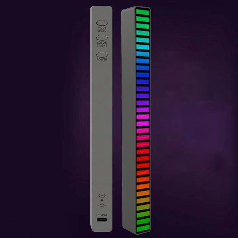 Car Sound Control Light RGB musica ad attivazione vocale ritmo luce ambientale con 32 LED Car Desktop APP Control lampada per la decorazione domestica: Black