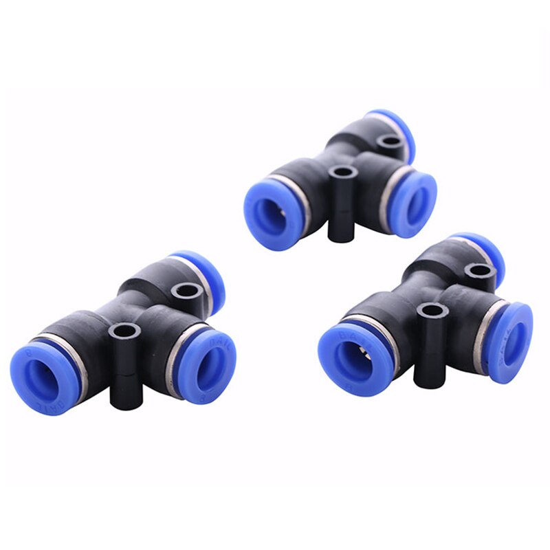 10 stk pneumatisk t-formet tee union forbindelsesrør one touch tryk ind luft fitting slange hjem luft/vand slange rør  od 6mm: Default Title