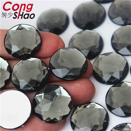 Cong Shao 20PCS 20mm Colorful Acrylic Rhinestone Round Flat Back Beads Crystal Stones DIY Costume Jewelry Crafts Scrapbook ZZ751: gray