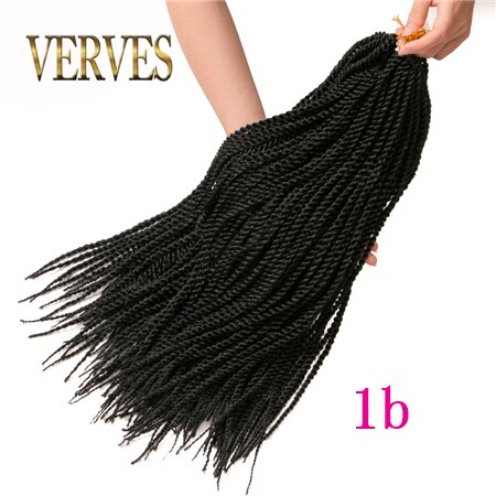 Verves ombre virkade flätor 6 pack ,30 trådar/pack 18 '', litet senegalesiskt twist hår syntetiskt flätat hårförlängningar brunt, grått: #1b