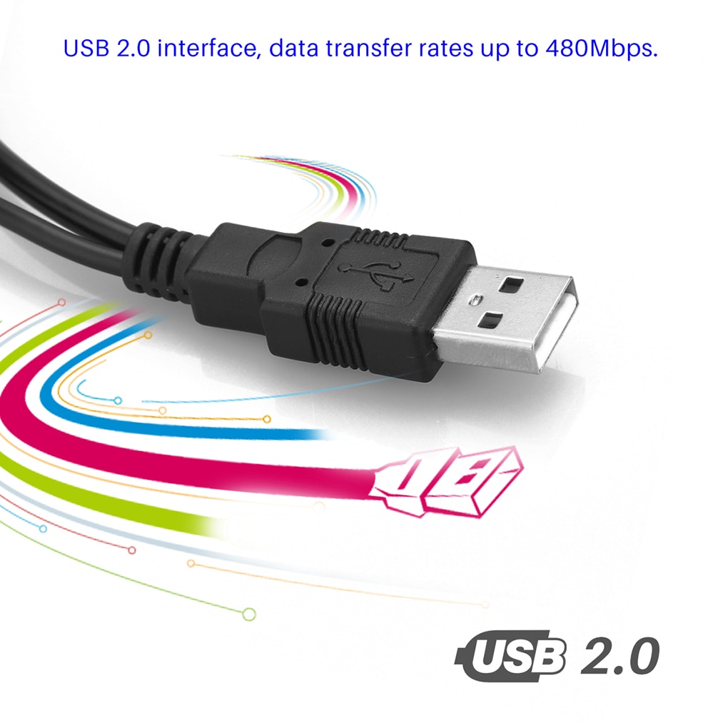 SATA to Dual USB 2.0 22pin Adapter Cables 2.5inch 7+15Pin SATA Data Power Cable 2.5'' Hard Disk Drive Converter