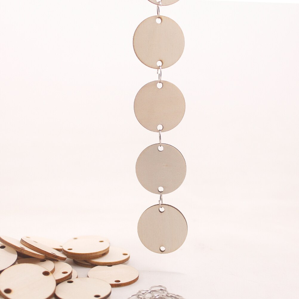 200pcs DIY Calendar Reminder Record Round Wood Piece Plaque Home Decor Pendant Teaching Supplies for Office Home