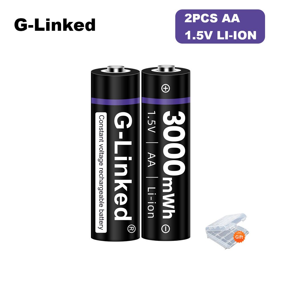 2-16pcs 1.5v AA Rechargeable Battery 3000mWh Li-ion Lithium Liion Li ion 1.5 Volt AA 2A Batteries for Toys Camera Flashlight: 2pcs aa