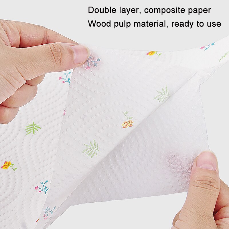 50 piezas de papel de trapo de limpieza desechable, papel para cocina, papel para secar, toalla de mano, cartón, paño absorbente, toallas de papel para platos