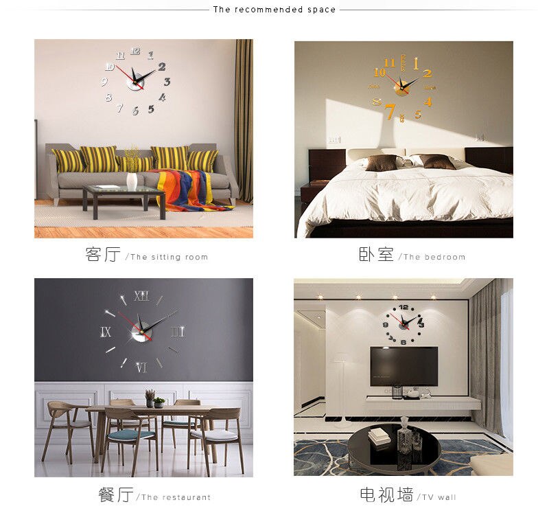 Nouvelle offre spéciale 3D grand miroir horloge murale bricolage Quartz montre nature morte horloges moderne décoration de la maison salon autocollants