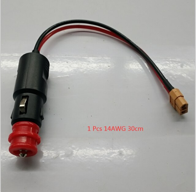 12-24V Sigarettenaansteker Plug Male Naar XT60 Vrouwelijke Socket Connector Plug Adapter With14AWG 20/30/50Cm Draad Voor Rc Laders: 1PCS 14awg 30cm
