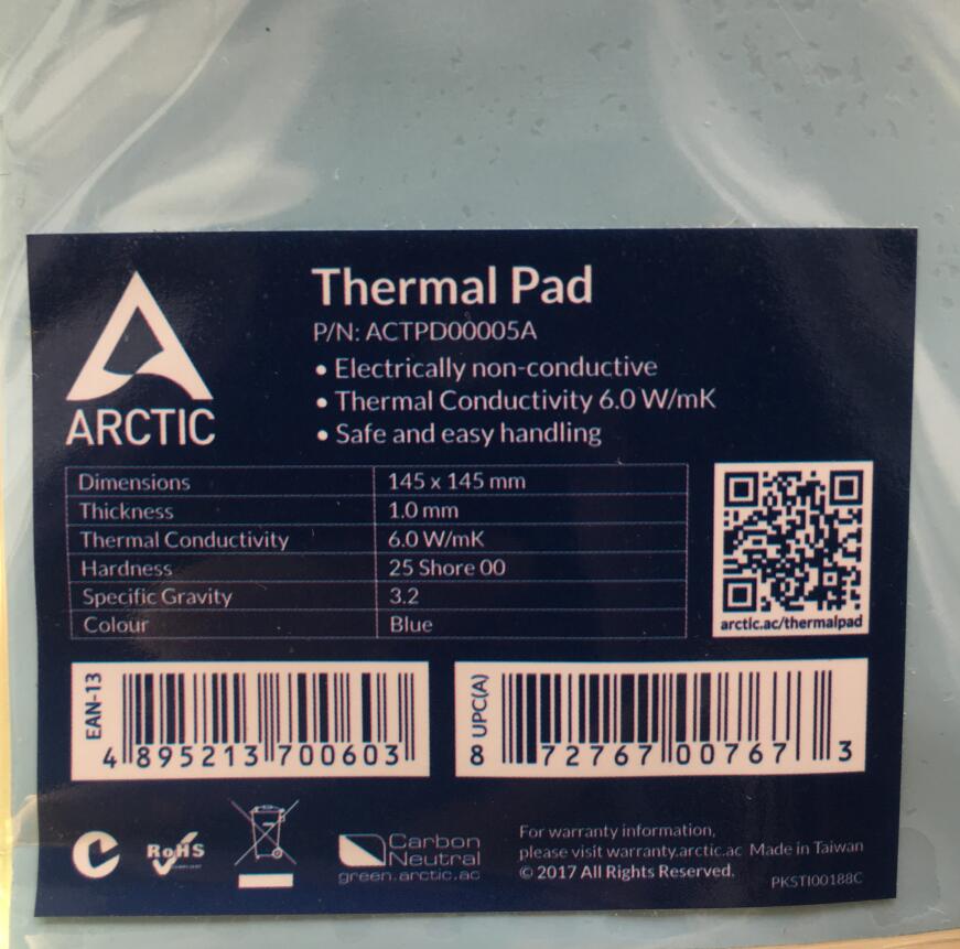 ARCTIC AC Thermal pad 6.0 W/mK 1.0mm High Efficient thermal conductivity Original authentic Arctic Thermal pad