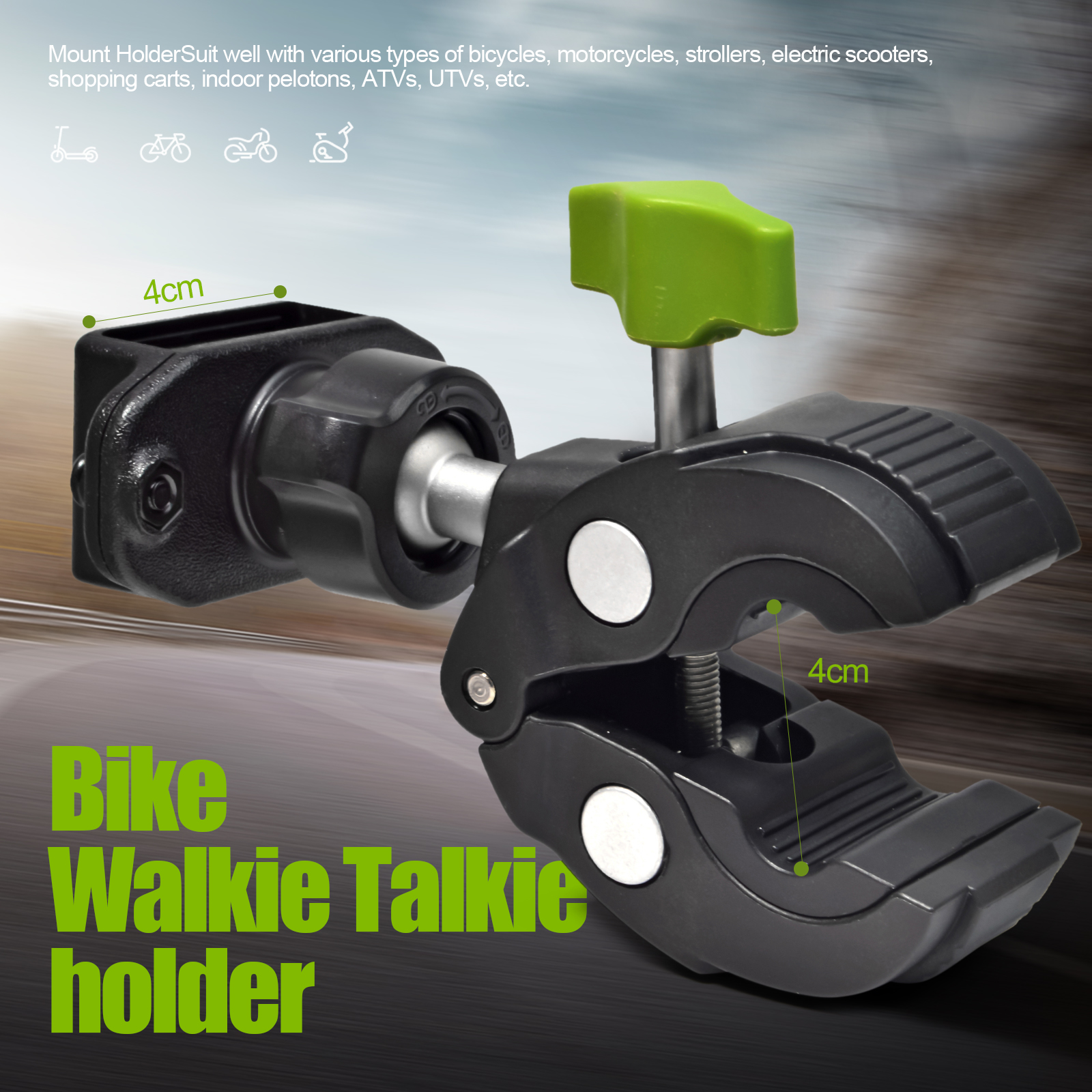 Montering för walkie-talkie på motorcykel/cykel, handhållen radio med bältesklämma för cykel-/scooterstyre, tvåvägsradioklämma