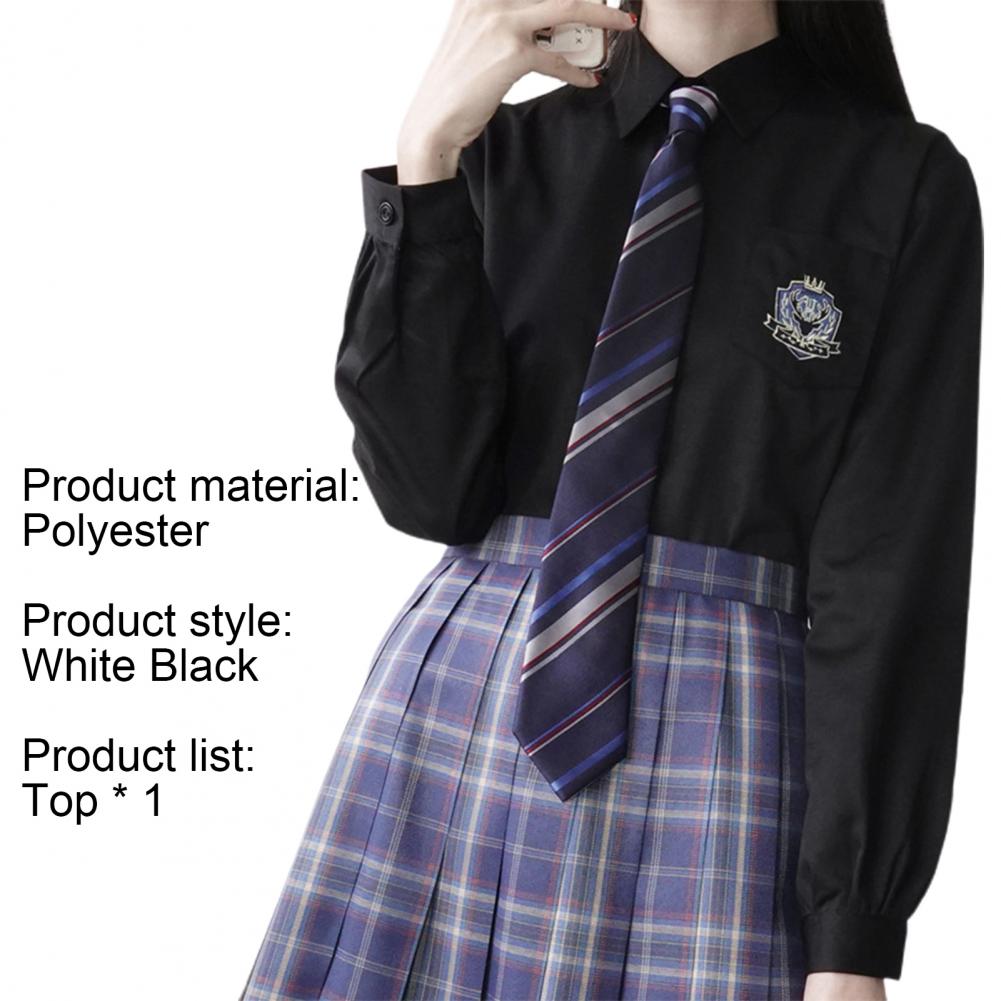 Camisa de manga larga para mujer, camisa de primavera con bordado duradero para la escuela