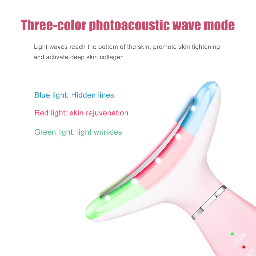 3 Colors LED Photon Therapy Neck and Face Lifting Tool IPL Vibration Skin Tighten Reduce Double Chin Anti-Wrinkle Remove Device