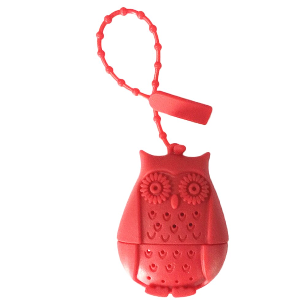 Cute Owl Tea Strainer Tea Bags Food Grade Silicone loose-leaf Tea Infuser Filter Diffuser Fun Cartoon Tea Accessories: Red