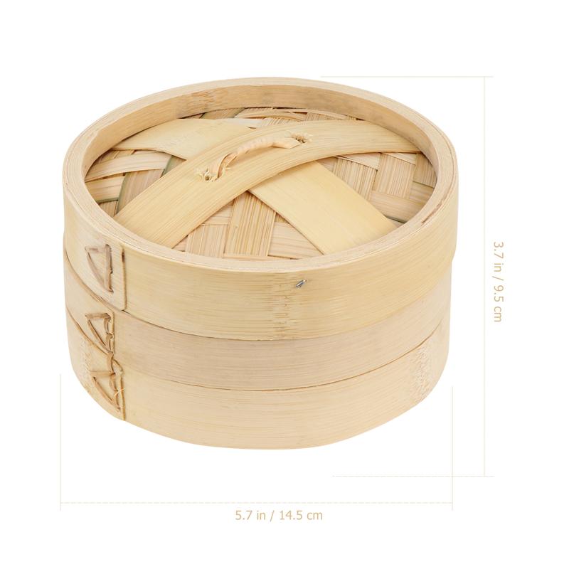 1 Set Bamboo Steaming Rack Food Steaming Basket Bamboo Food Steamer Flour Buns Dumplings Steaming Rack: 14.5X14.5X9.5CM