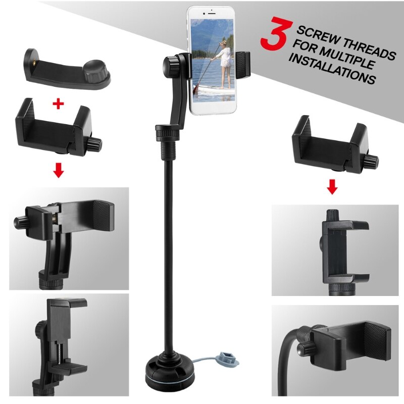 Kayak Canoe Phone Mount Base Cellphone Holders with Flexible Long Arm Bracket 53CD