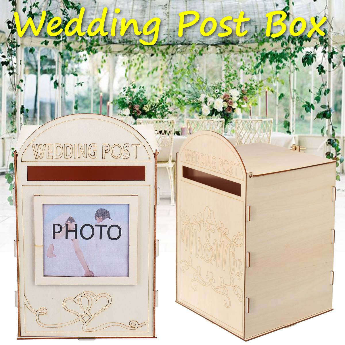 Diy Wooden Wedding Supplies Mailbox Royal Mail Style Ornaments Wedding Post Box Card Boxes with a Key