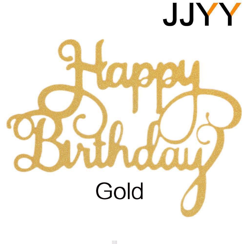 JJYY 5 stks Cake Vlag Toppers Verjaardagsfeestje Decoraties Kids Cake Topper Gelukkige Verjaardag Cupcake Toppers Verjaardagsfeestje Supplies: Goud