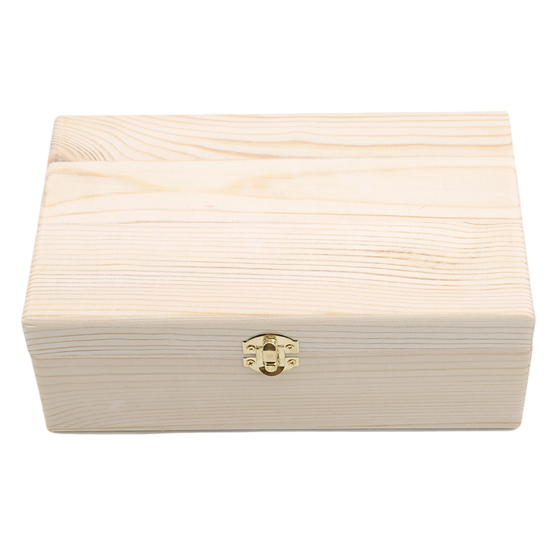 Caja de almacenamiento de madera, caja de de madera sólida con Tapa Rectangular de pino escocés, caja de joyería artesanal hecha a mano: Default Title
