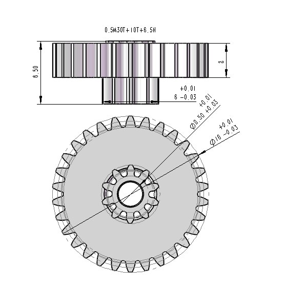 0.5 modulus double gear 10 teeth plus 30 tooth double gear 37 gearbox gear JGY-370 gear