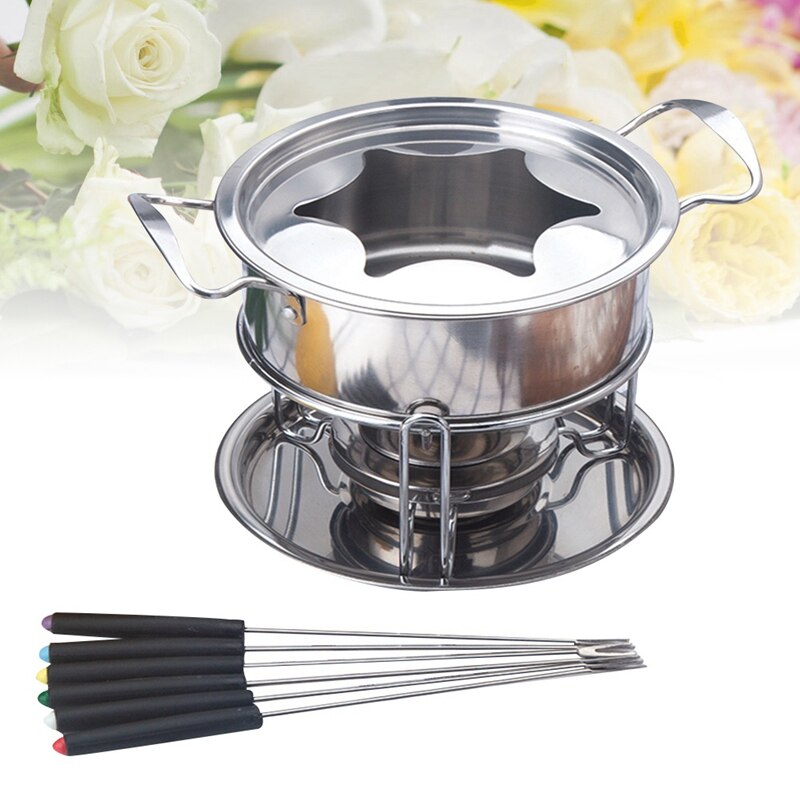 10-Piece Set Multifunctional Stainless Steel Ice Cream Chocolate Cheese Pot Melting Pot Fondue Set Kitchen Accessories