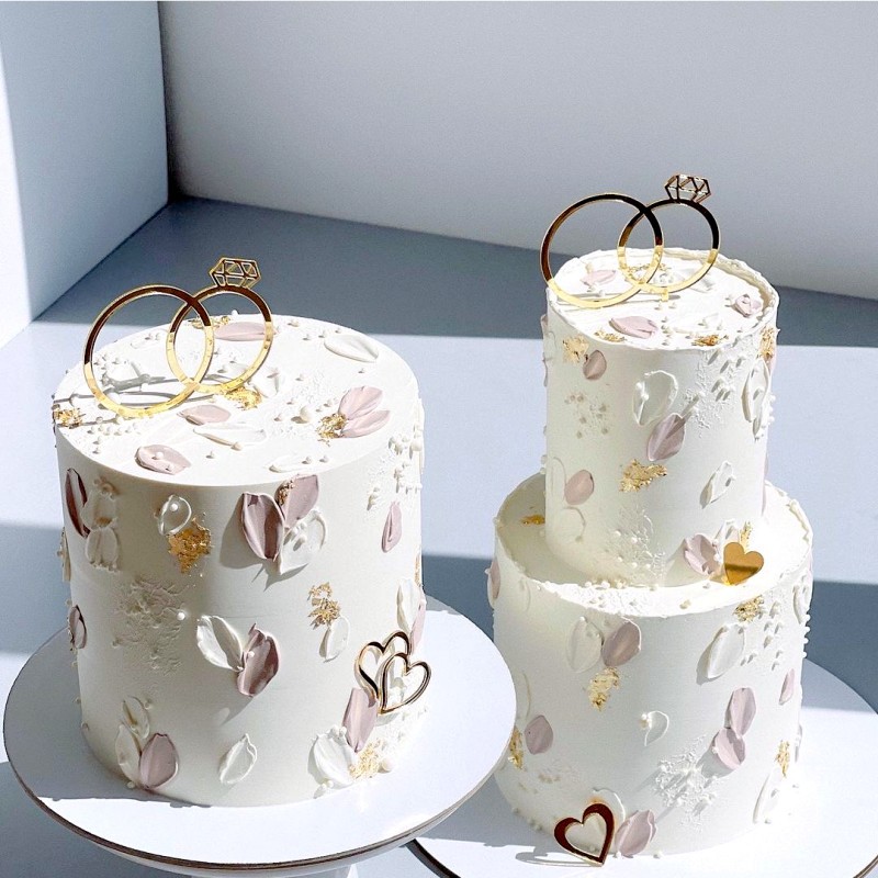 Anillo acrílico dorado Ins para tarta de boda, propuesta de novia y novio, adorno para tarta de boda para , de compromiso, decoración de postre