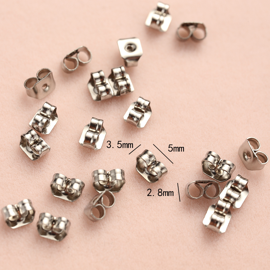 200 stks/partij Hypoallergeen Rvs Oorbellen Studs Blank Base Post Oorspelden Bevindingen Oor Terug Voor Diy Sieraden Maken Onderdelen