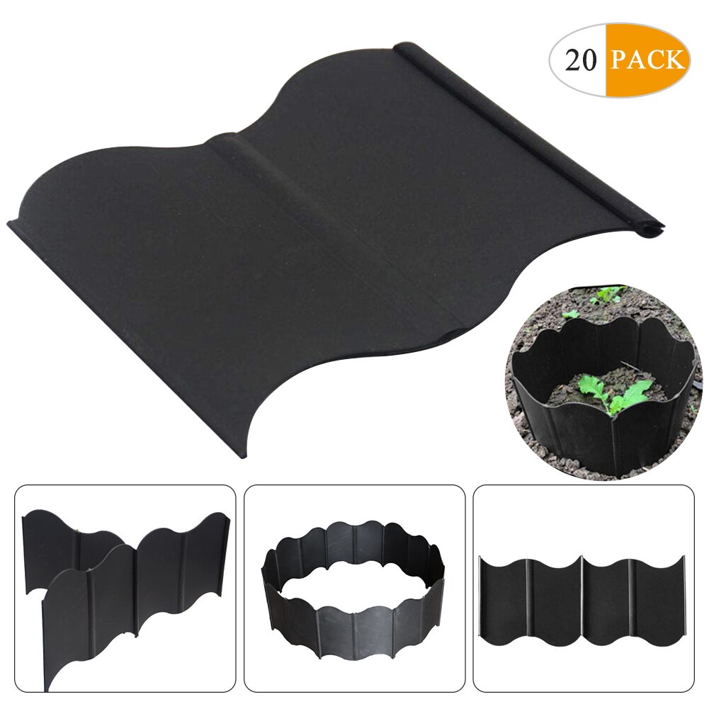 20pcs Insert Garden Edging Interlocking Trellis Decorative Anti Corrosion Lawn Pound-in Easy Clean DIY Fence Courtyard Palisade