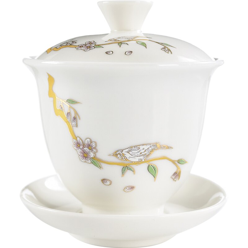 Pastrol blå fågel gaiwan keramik handgjord målning liten fågel keramiskt mönster teterrin teware tillbehör teskål
