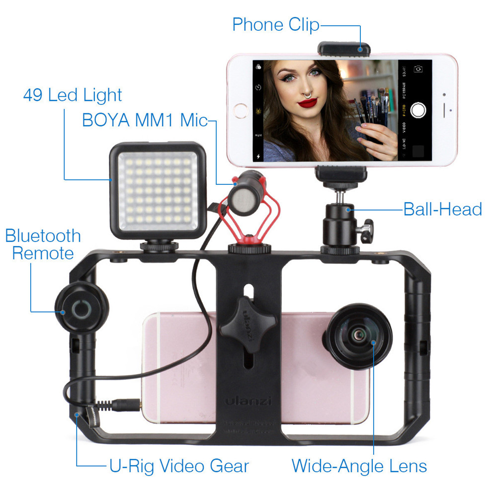 Ulanzi U Rig Pro Smartphone Video Rig Hand Grip Filmmaking Case Phone Video Stabilizer Handheld Tripod Mount for iPhone Android