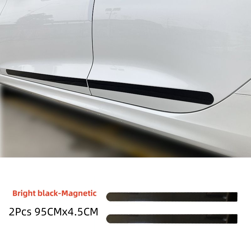 Adhesive-Free/Magnetic Car Door Anti-scratch Strips Black White Rubber Body Side Edge Guard Decoration Protective Stickers: Ivory