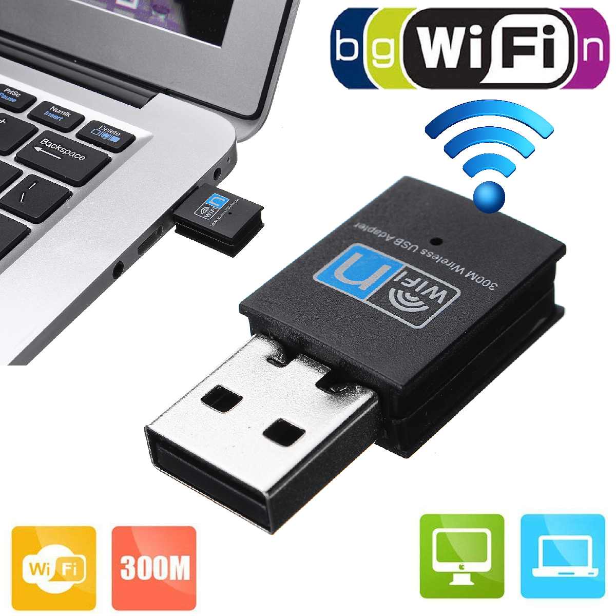 LEORY USB wifi Adapter 802.11n 300Mbps Wi Fi Adapter Dongle Network LAn Card Wifi Receiver Networking Cards