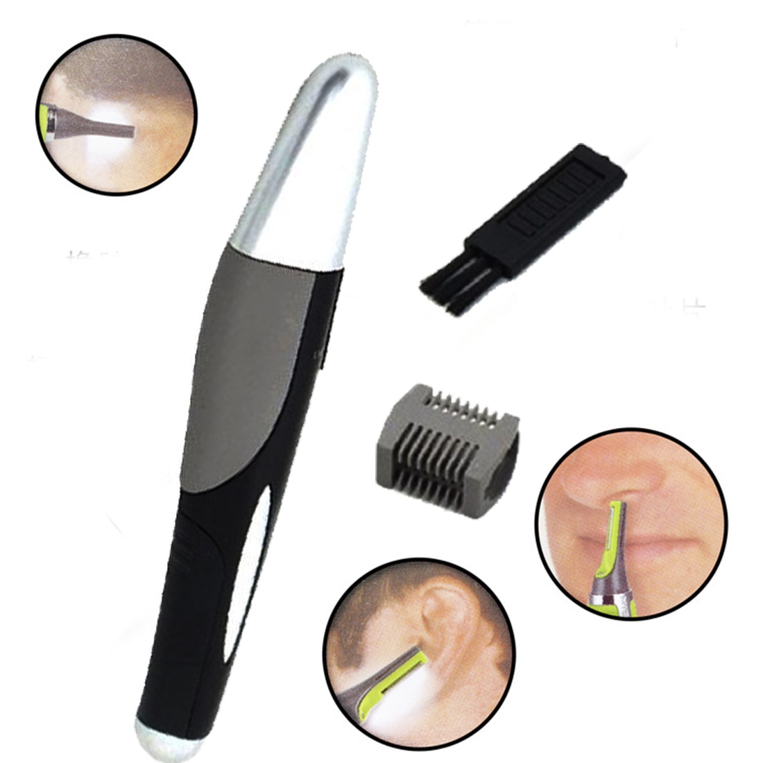 Face Sideburn Hair Trimmer Eyebrow Nose Hair Trimmer Nose Ear Hair Removal Clipper Shaver Personal Electric Built in LED Light