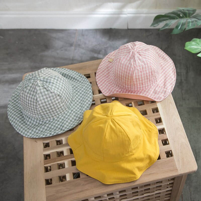 Sombrero de bebé para exteriores de verano, gorros de doble cara para niña, protección solar para chico, gorro de playa sólido, sombrero de algodón para niño, sombrero de cubo de niños