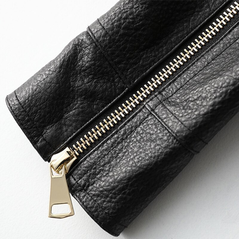 Nerazzurri-Chaqueta corta de motorista de cuero negro para mujer, Ropa de talla grande suave y ligera con cremallera de manga larga para otoño, 6xl, 7xl,