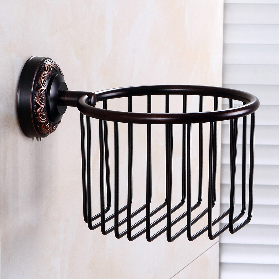 Messing Badkamer Accessoires Set Zwart Gepolijst Robe Haken Zeepbakje Toiletborstel Houders Wc Ringen Asbak Tissue Mand