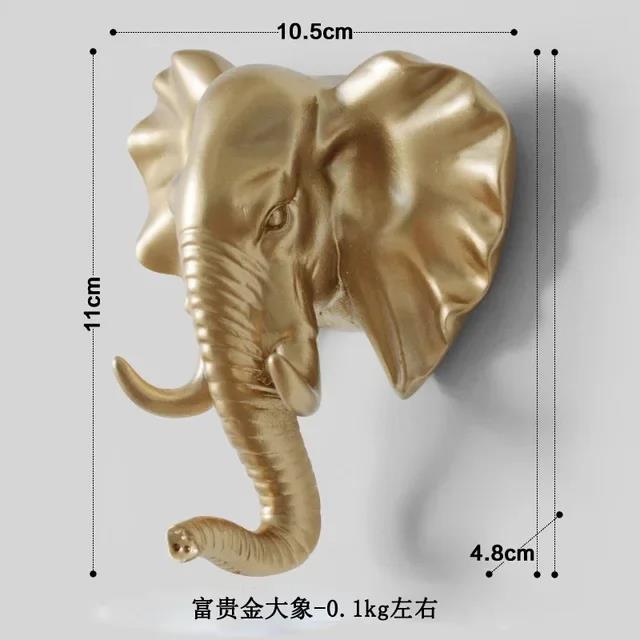 Perchero con cabeza de Animal, colgador de pared de caballo, jirafa, alce, elefante, ganchos decorativos, accesorios de baño: Caqui oscuro