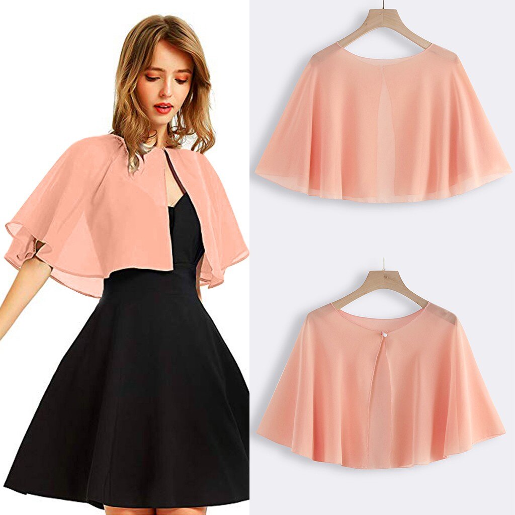 Chal de chifón suave para mujer para vestido de noche boda capa Bolero Flapper Bufanda sólida Bufanda invierno chal accesorios mujer: Pink 