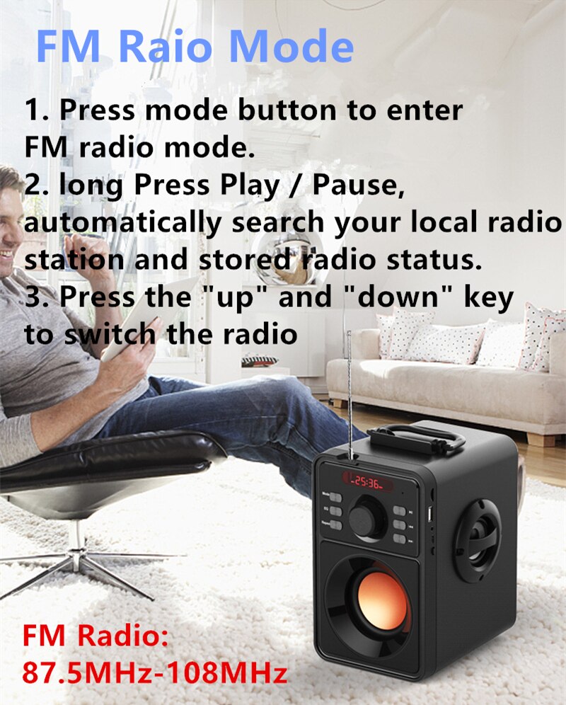 Altavoz con Bluetooth grande portátil columna de alta potencia Subwoofer Sistema de centro de música soporte AUX TF FM Radio Bluetooth caja Boom columna