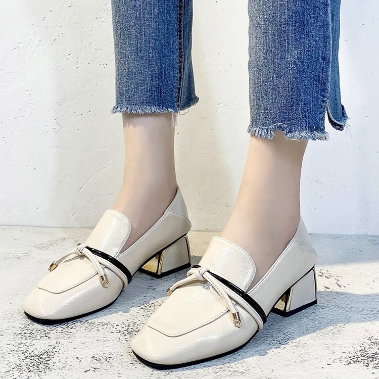 Vrouwen Hakken Casual Mode Alle-Wedstrijd Vrouwen Schoenen Elegante En Comfortabele Schoenen Bovenste Lint Decoratie: Beige / 41