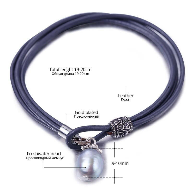 DMBFP124 9-10mm Natürliche Barocke Perle Armbinde Süßwasser Perle Leder Armbinde Produkt