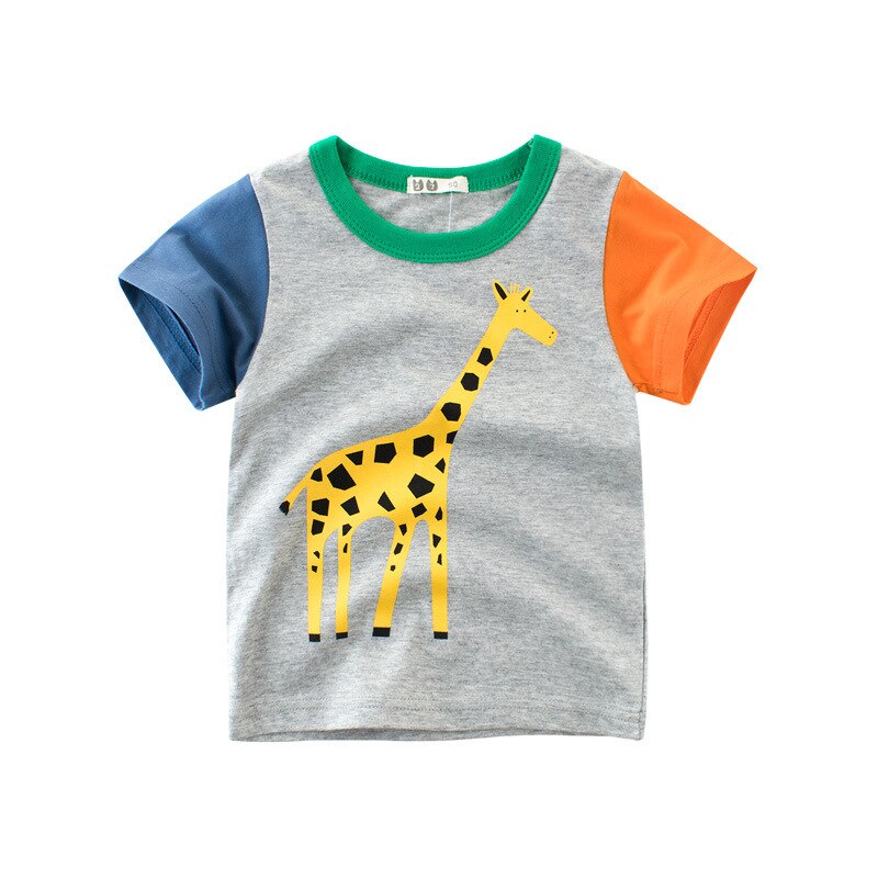 freundlicher Sommer Kleidung Neue freundlicher Kurzen ärmeln T Hemd Kleinkind Baby Junge Karikatur Tiere Spitzen Kleinkind Baumwolle t