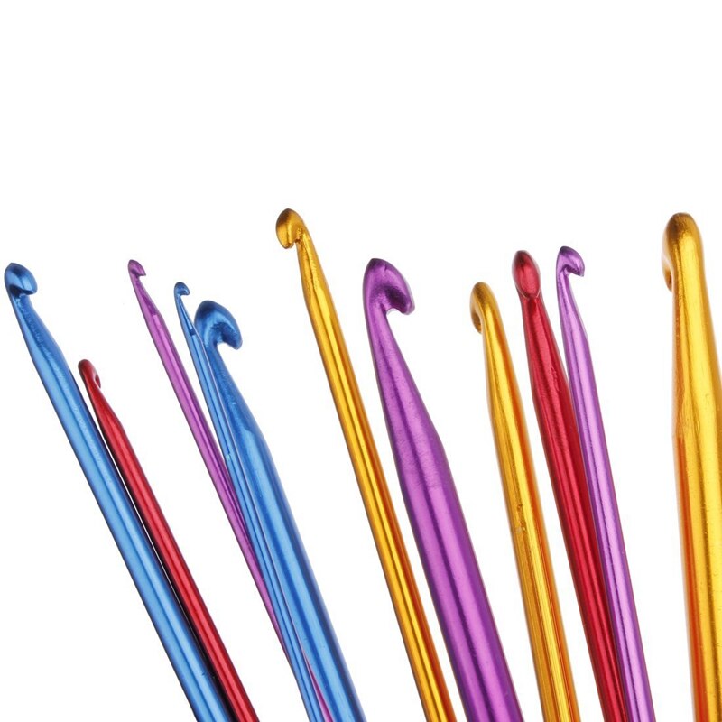 Ensemble d&#39;aiguilles à tricoter, lot de 11 pièces d&#39;aiguilles à Crochet en aluminium multicolore de 10.6 pouces, malaisien, 2-8mm