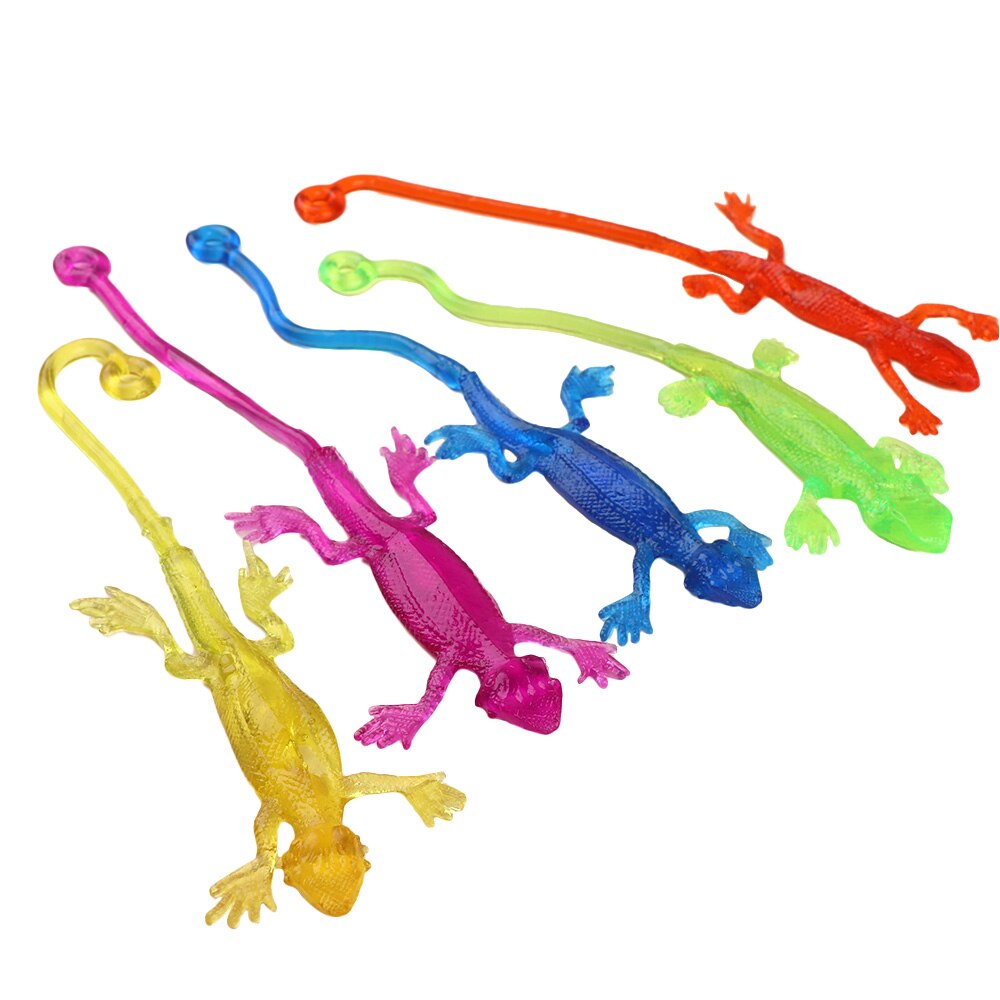 5 pz/impostato Nuovo Arrivo Della Novità Appiccicoso Lucertola Animali Retrattile Viscoso Lucertola Bambini Divertente gadget bavaglio giocattolo colore Casuale