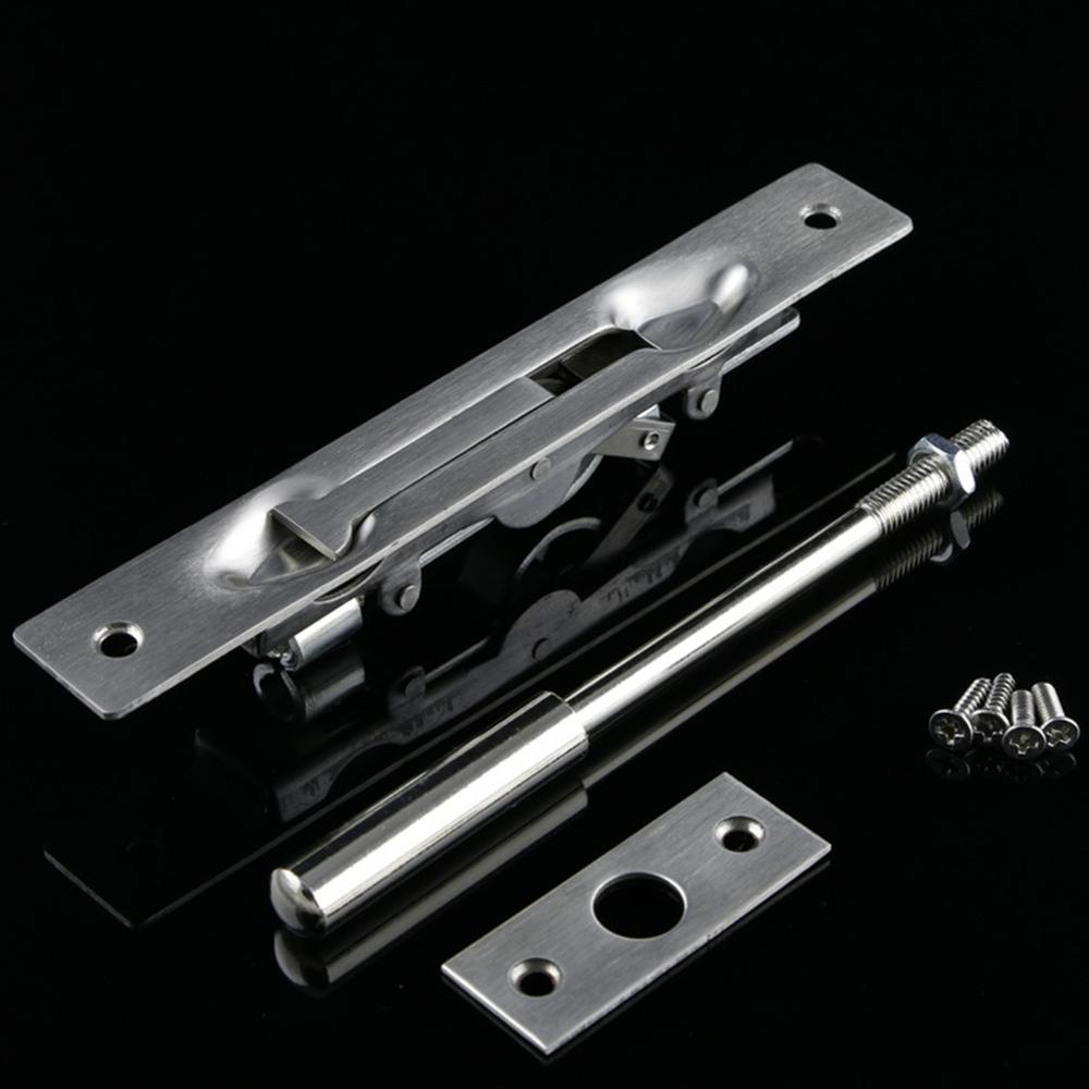 304 Stainless Steel Security Door Guard Lever Action Flush Bolt Latch Slide Bolt Lock Satin Nickel Brushed